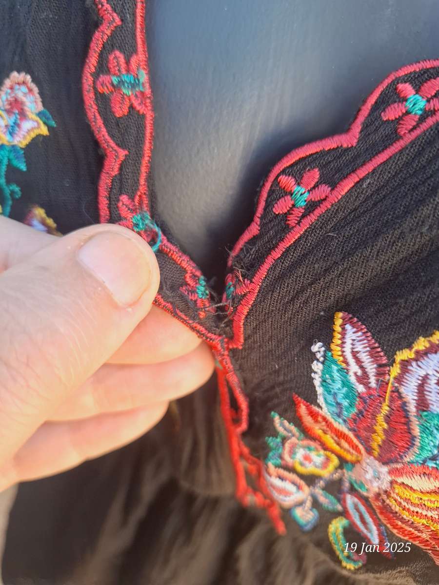 FOREVER 21 Boho Black Embroidered Mini Dress -M