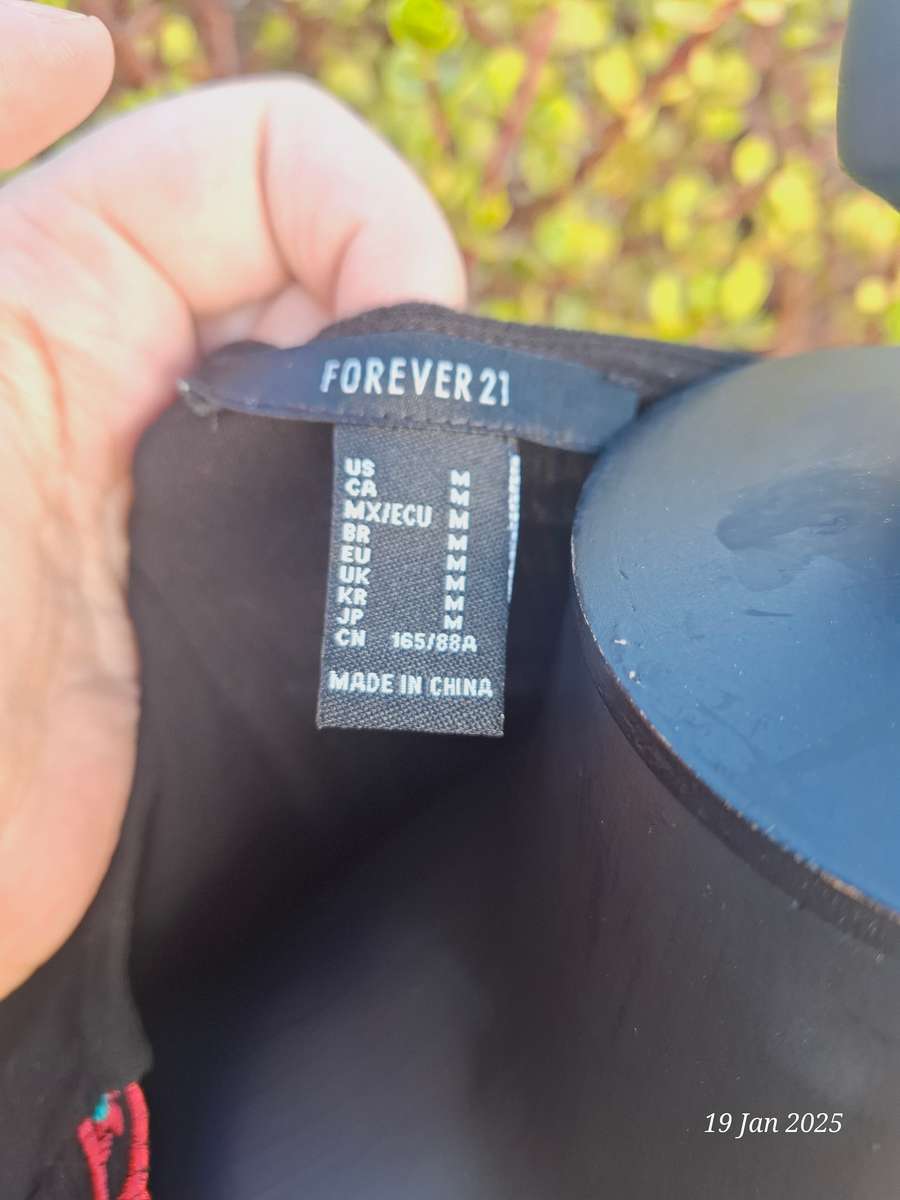 FOREVER 21 Boho Black Embroidered Mini Dress -M