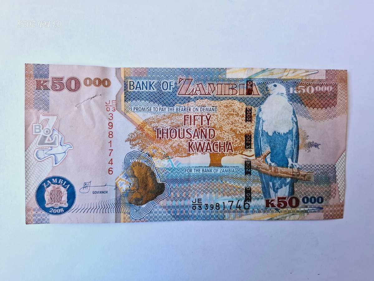 Bank of Zambia 50000 Kwacha bank note of 2008