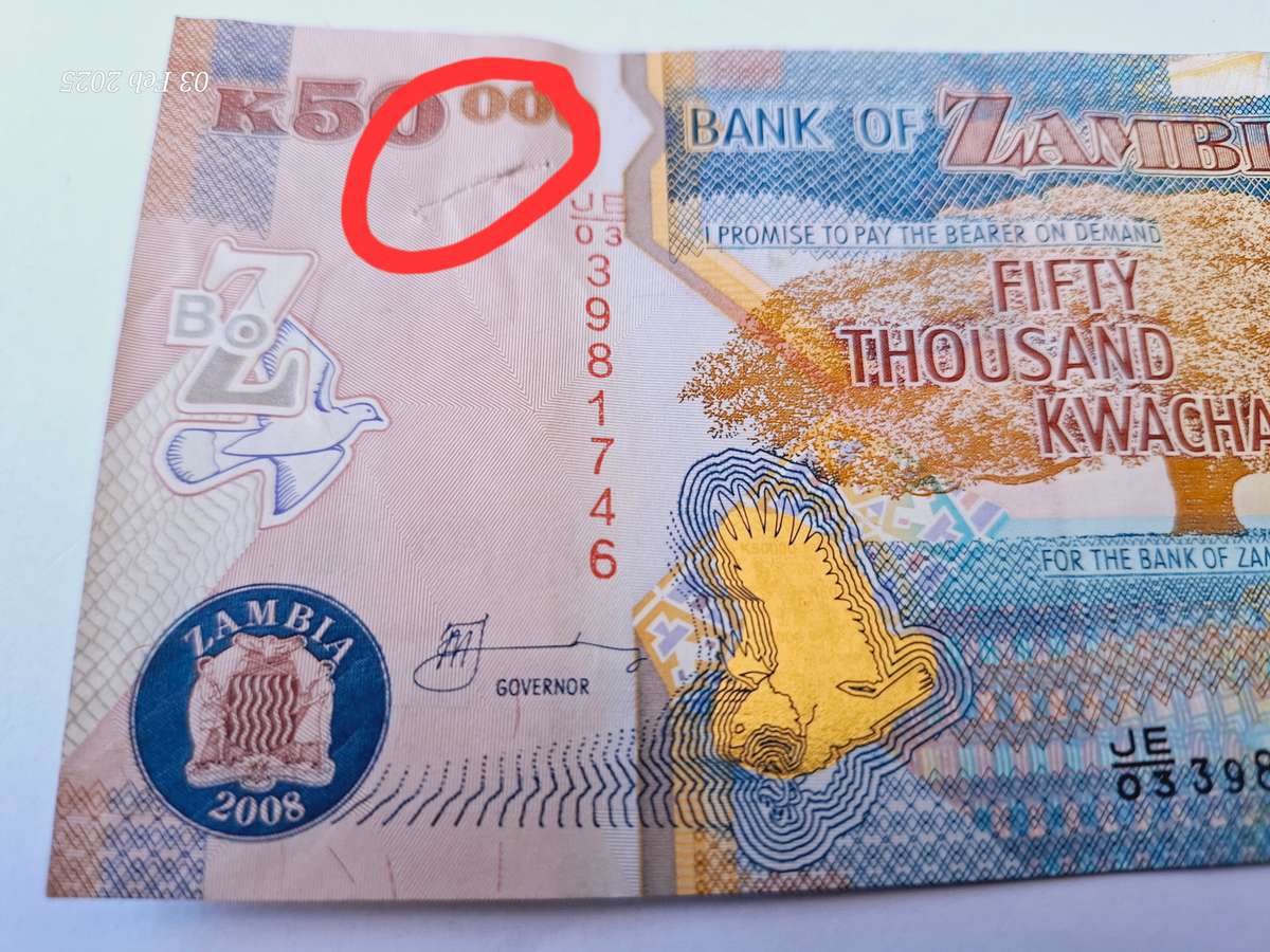 Bank of Zambia 50000 Kwacha bank note of 2008