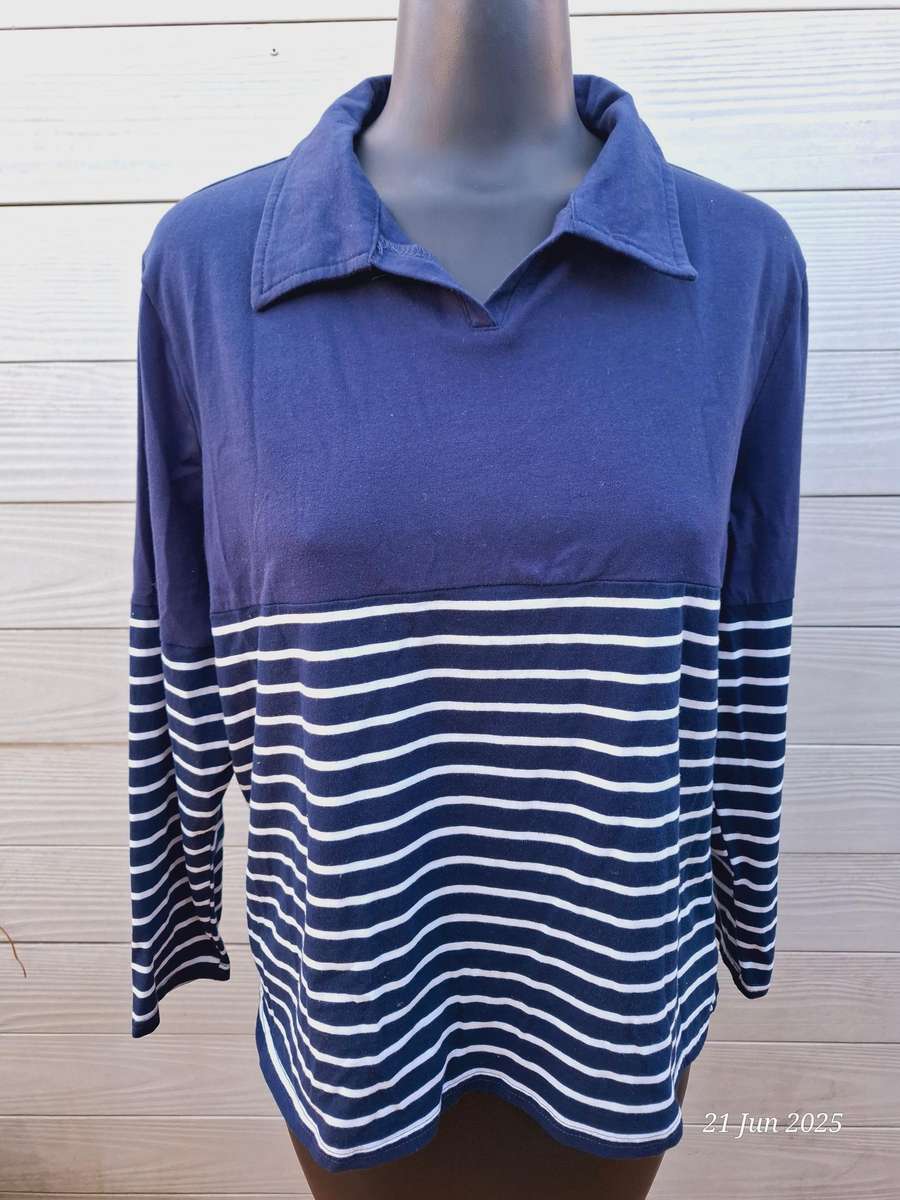 NEW Navy and white striped top with 3/4 sleeves  Size XXL/16