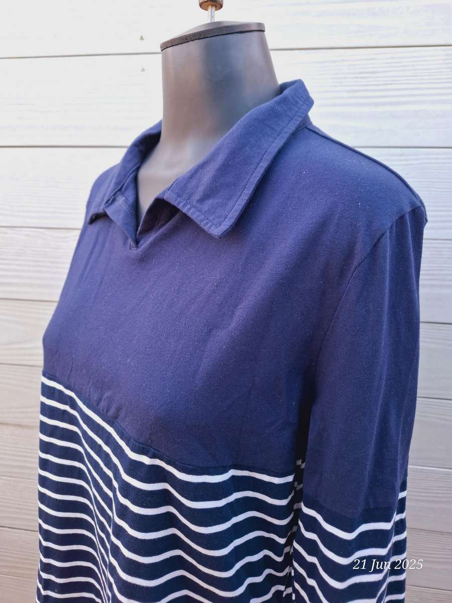 NEW Navy and white striped top with 3/4 sleeves  Size XXL/16