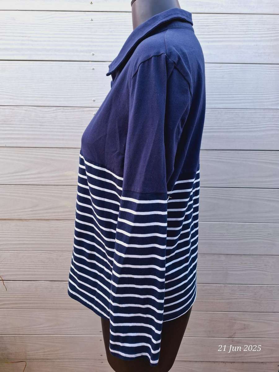 NEW Navy and white striped top with 3/4 sleeves  Size XXL/16