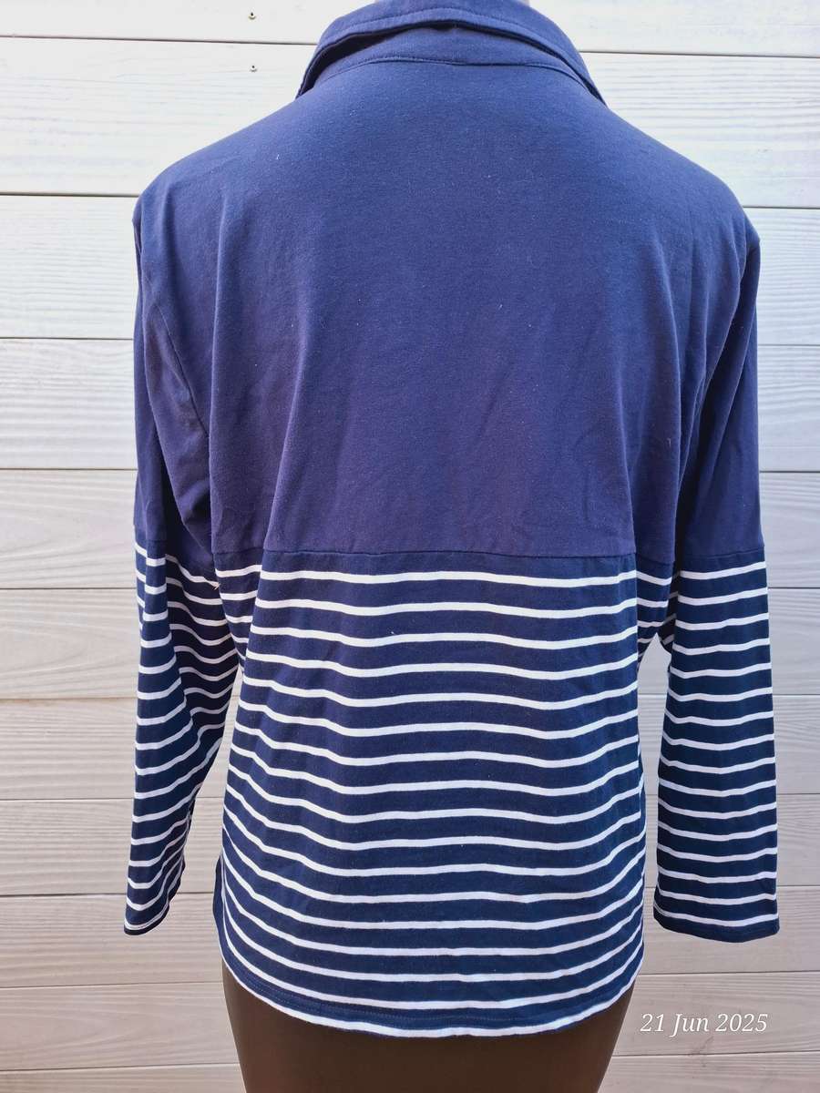 NEW Navy and white striped top with 3/4 sleeves  Size XXL/16