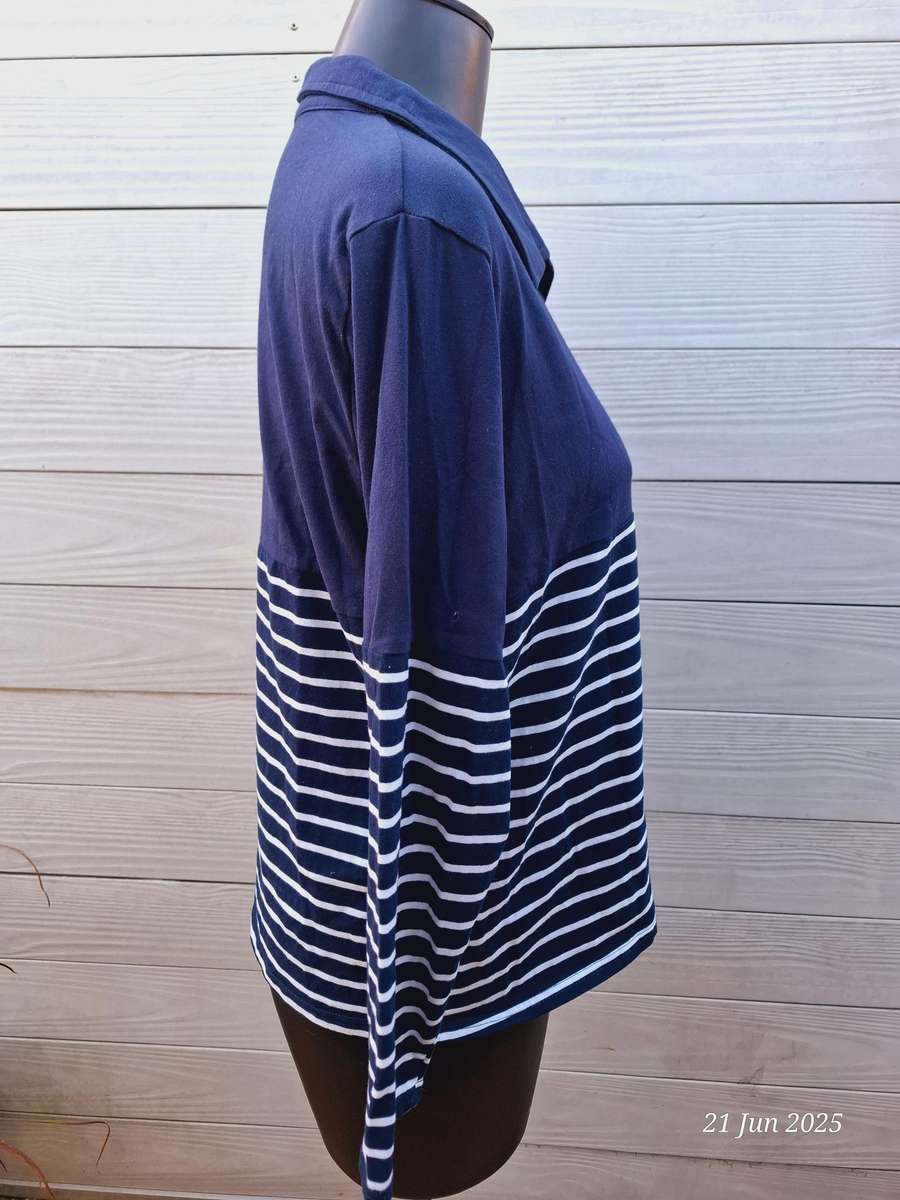 NEW Navy and white striped top with 3/4 sleeves  Size XXL/16
