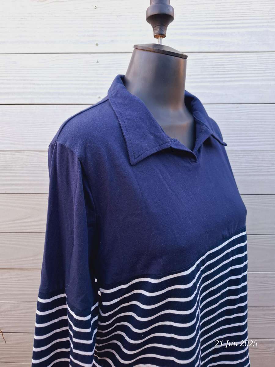 NEW Navy and white striped top with 3/4 sleeves  Size XXL/16