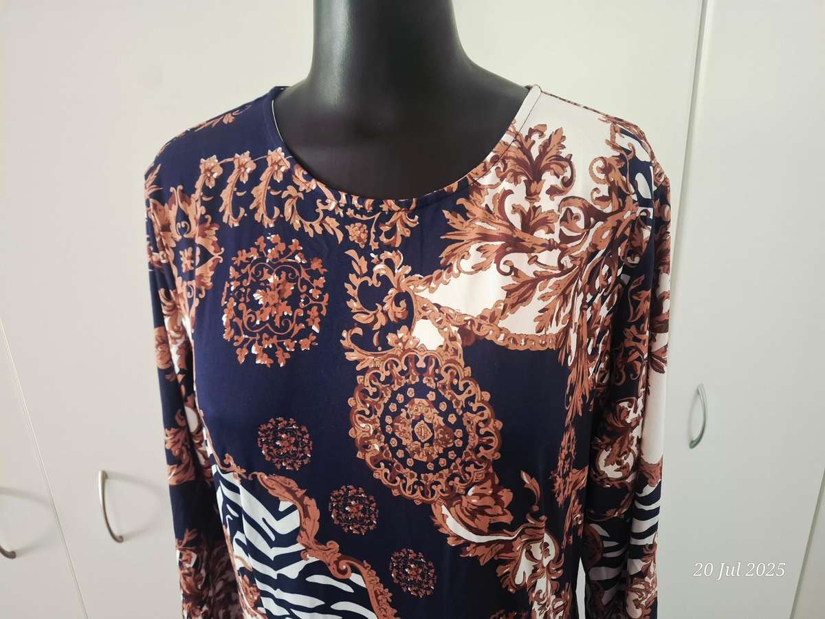 New navy and brown below knee dress.  Size XL