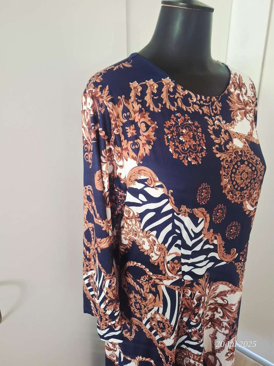 New navy and brown below knee dress.  Size XL