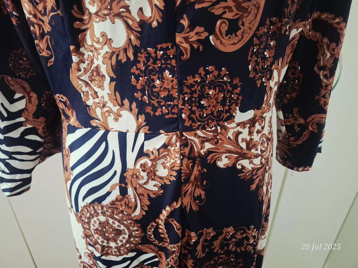 New navy and brown below knee dress.  Size XL