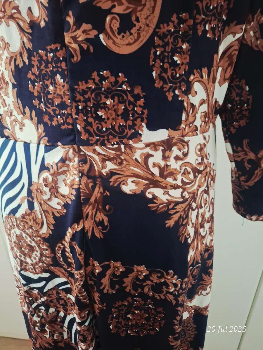 New navy and brown below knee dress.  Size XL