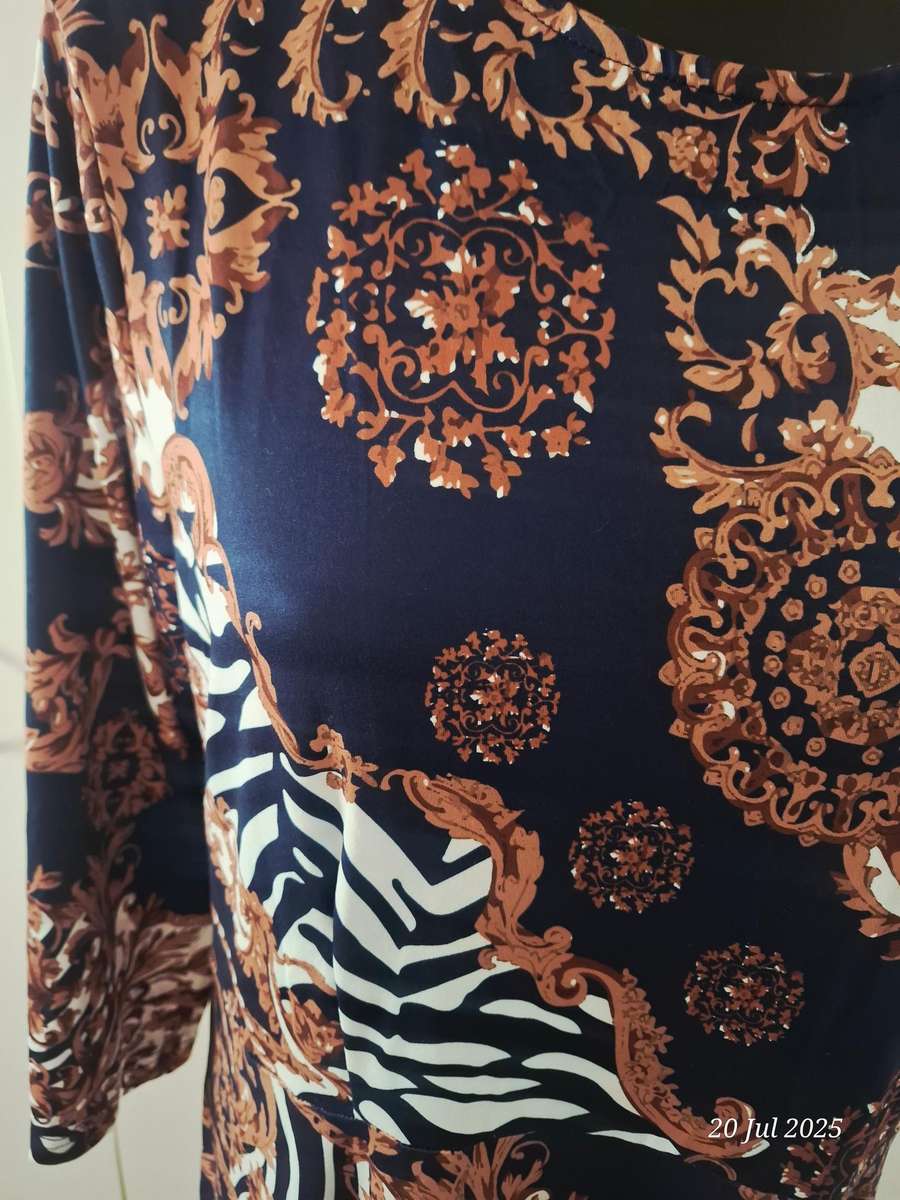 New navy and brown below knee dress.  Size XL