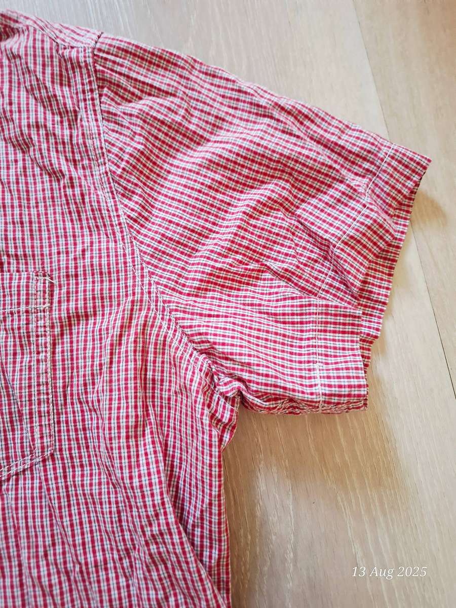 Mens Oakridge white and red checkered short sleeve button shirt - XL