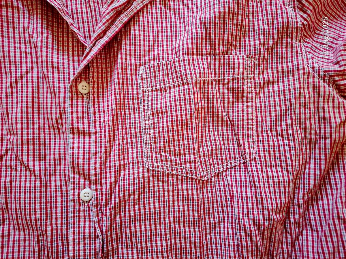 Mens Oakridge white and red checkered short sleeve button shirt - XL