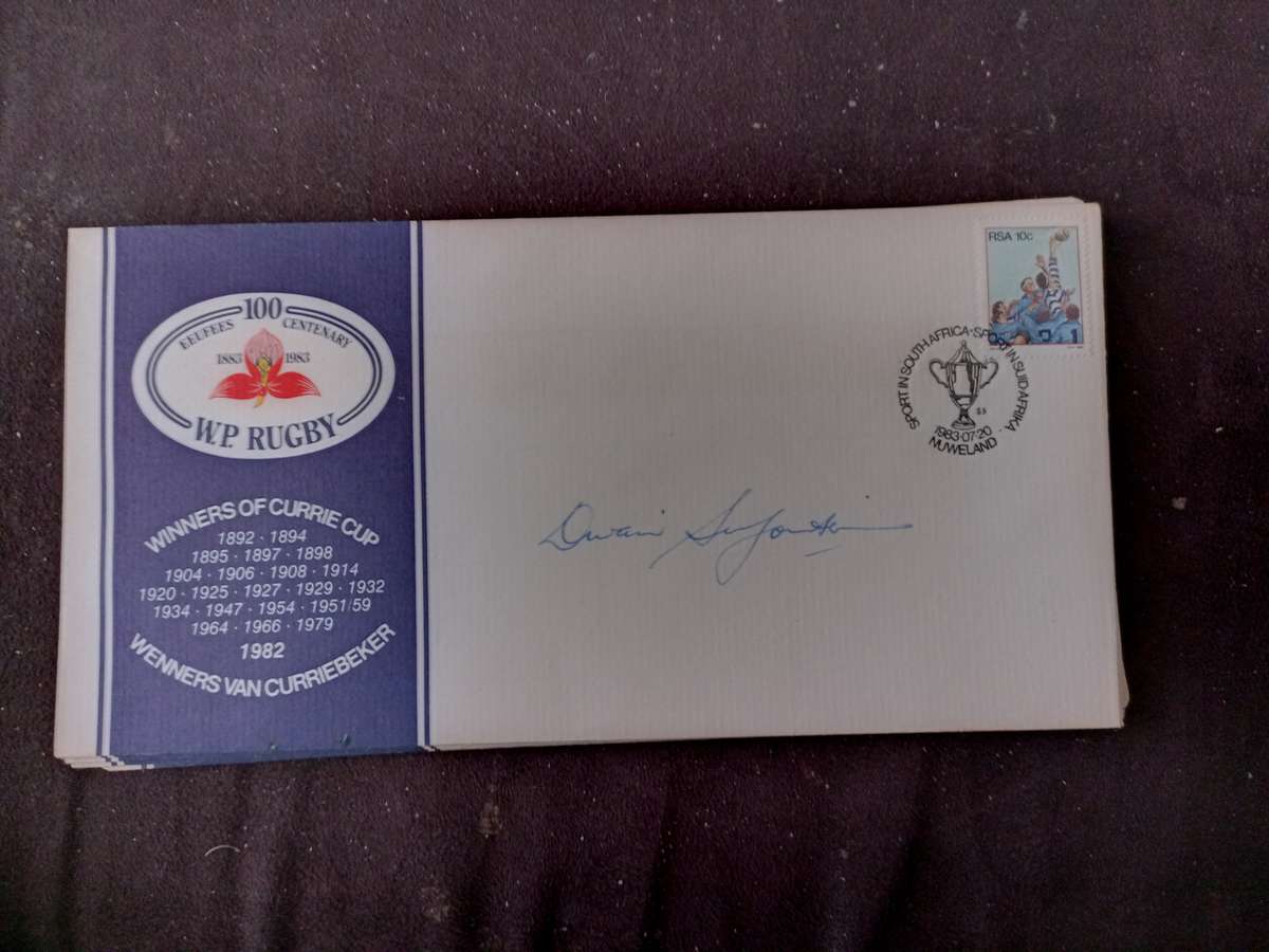 FDC Rugby WPRU Centenary Signed by Cap. Divan Serfontein (AK-128B)