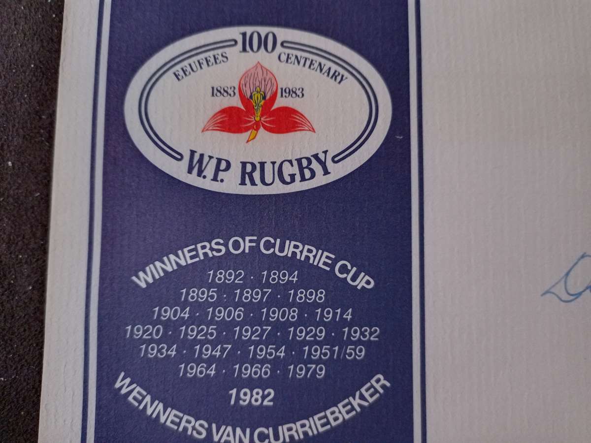 FDC Rugby WPRU Centenary Signed by Cap. Divan Serfontein (AK-128B)