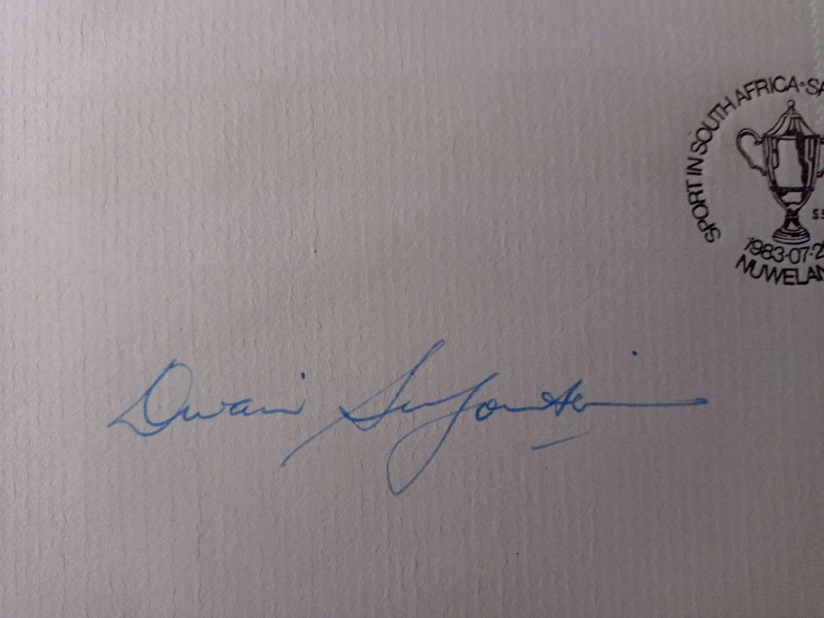 FDC Rugby WPRU Centenary Signed by Cap. Divan Serfontein (AK-128B)