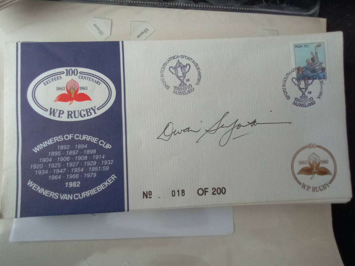 FDC Rugby WPRU Centenary (Divan Serfontein) (AK-141C)
