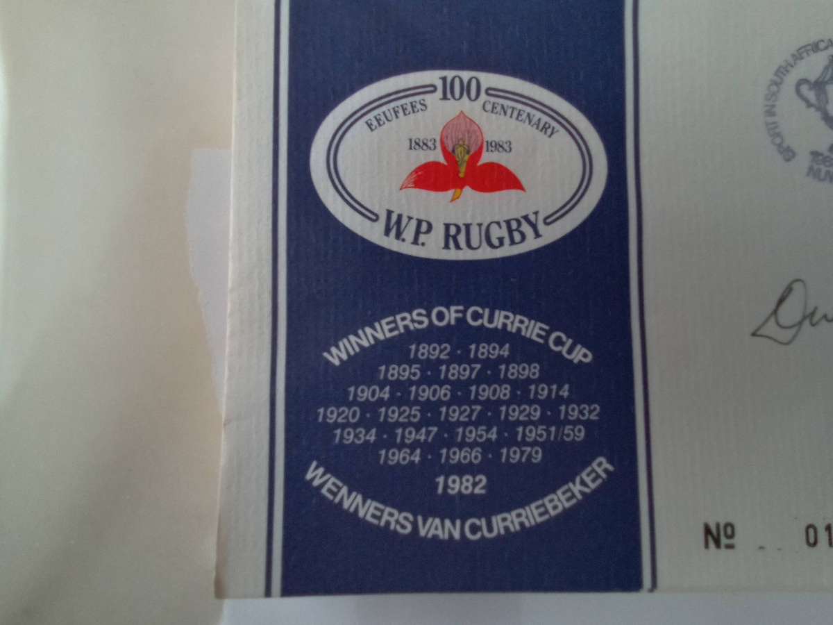 FDC Rugby WPRU Centenary (Divan Serfontein) (AK-141C)