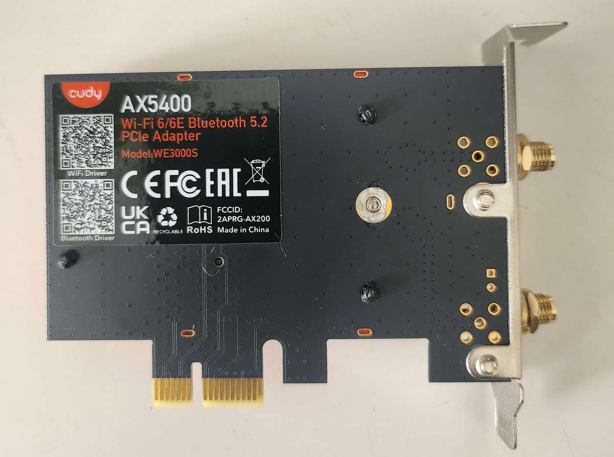 Cudy WE3000S AX5400 Tri-Band 2x2 MU-MIMO WiFi 6E PCI-E Wireless Adapter