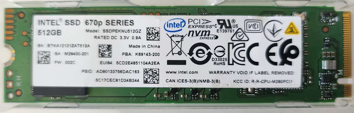 Intel 512GB M.2 NVME Pcie 2280 SSD