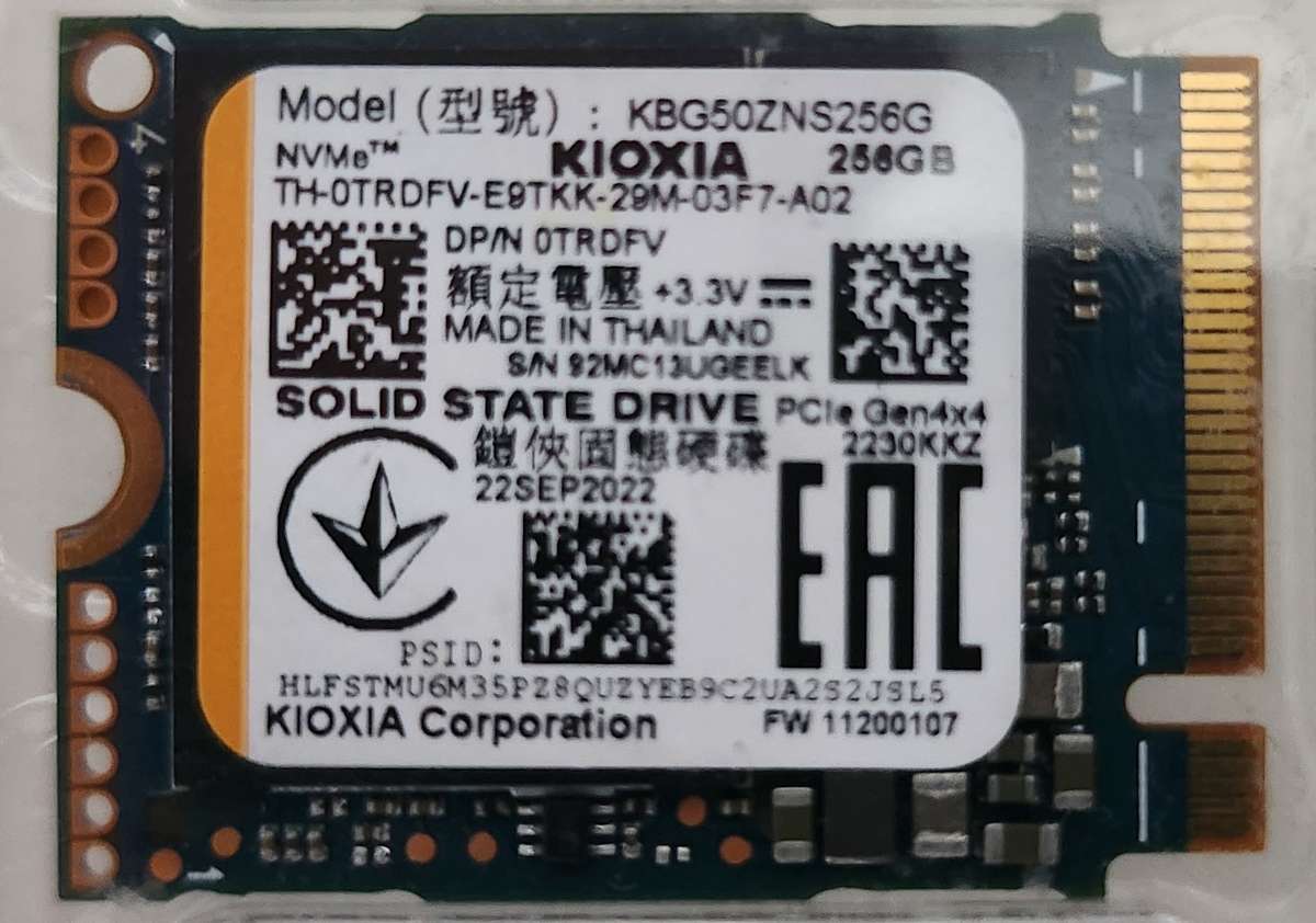 Kioxia/Toshiba 256GB M.2 NVME Pcie 2230/2280 SSD