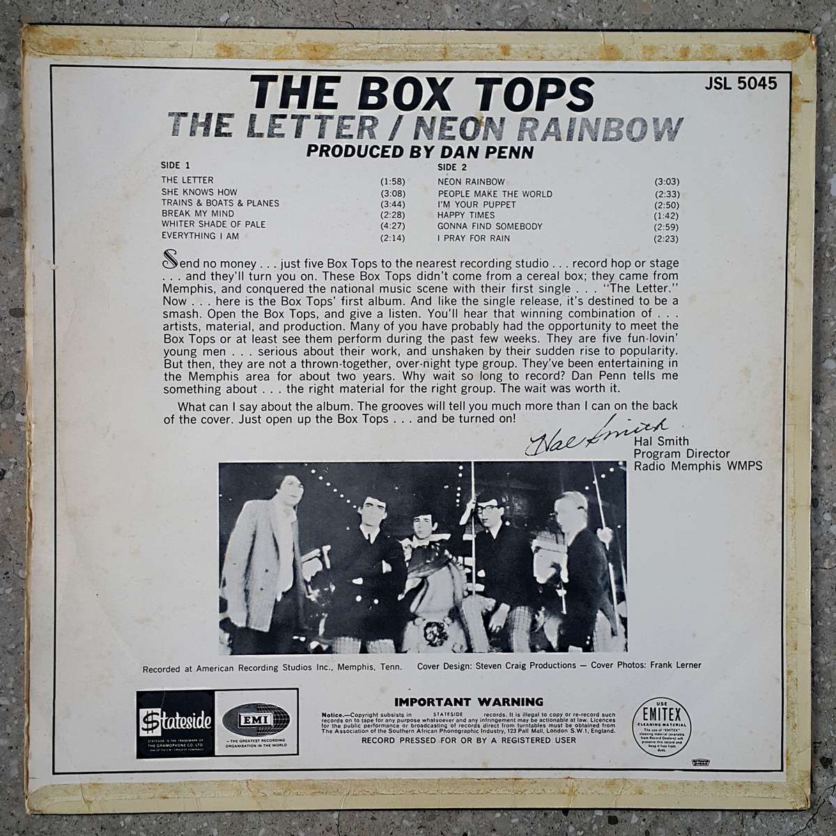 THE BOX TOPS THE LETTER/NEON RAINBOW Vinyl, LP, Album, Stereo Country: South Africa: 1967