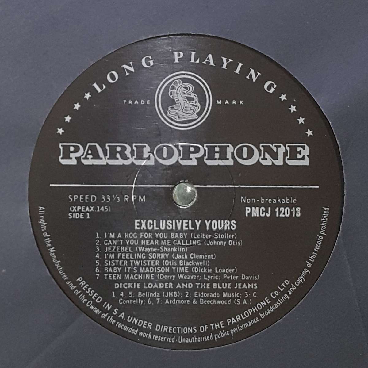 DICKIE LOADER & BLUE JEANS - EXCLUSIVELY YOURS  Vinyl, LP, Album, Mono Country: South Africa 1963