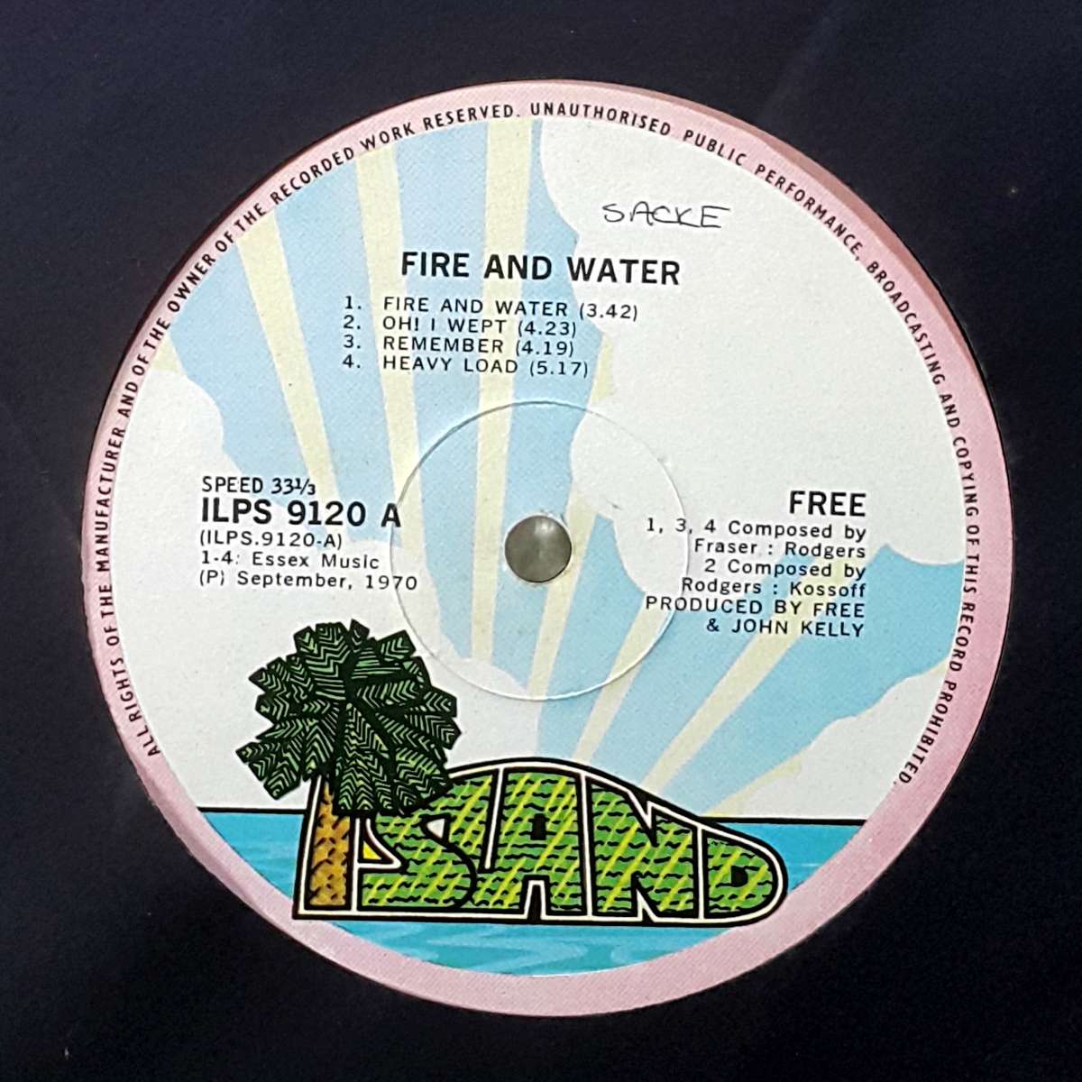FREE - FIRE AND WATER Vinyl, LP, Album Country: South Africa Released: 1970