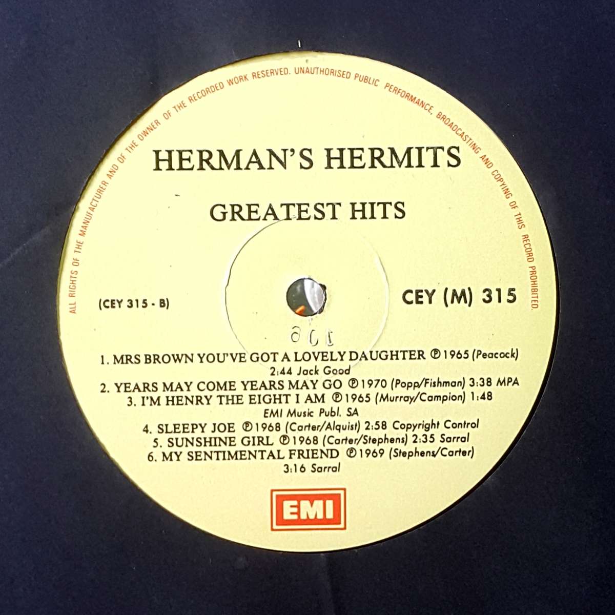 HERMAN'S HERMITS - GREATEST HITS Vinyl, LP, Compilation Country: South Africa Released: 1984