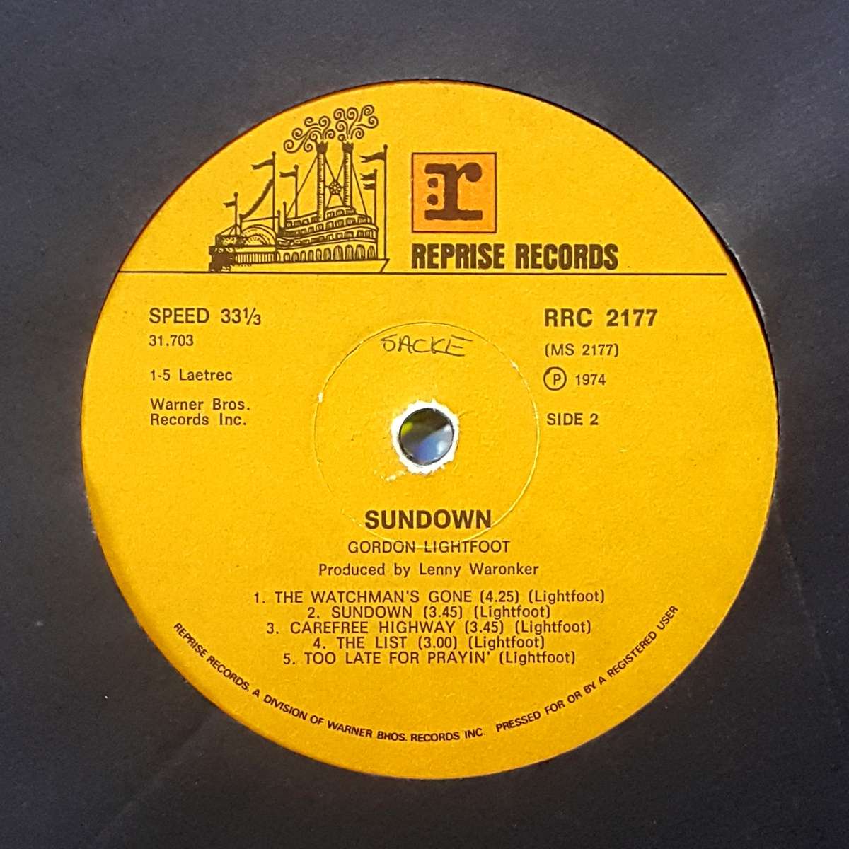 GORDON LIGHTFOOT - SUNDOWN Vinyl, LP, Album Country: South Africa Released: 1974