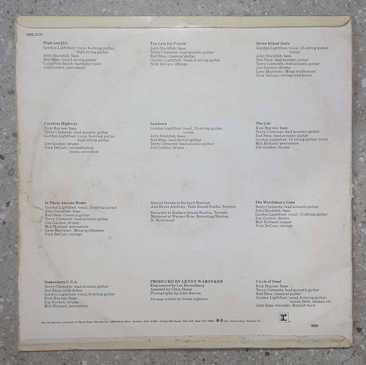 GORDON LIGHTFOOT - SUNDOWN Vinyl, LP, Album Country: South Africa Released: 1974