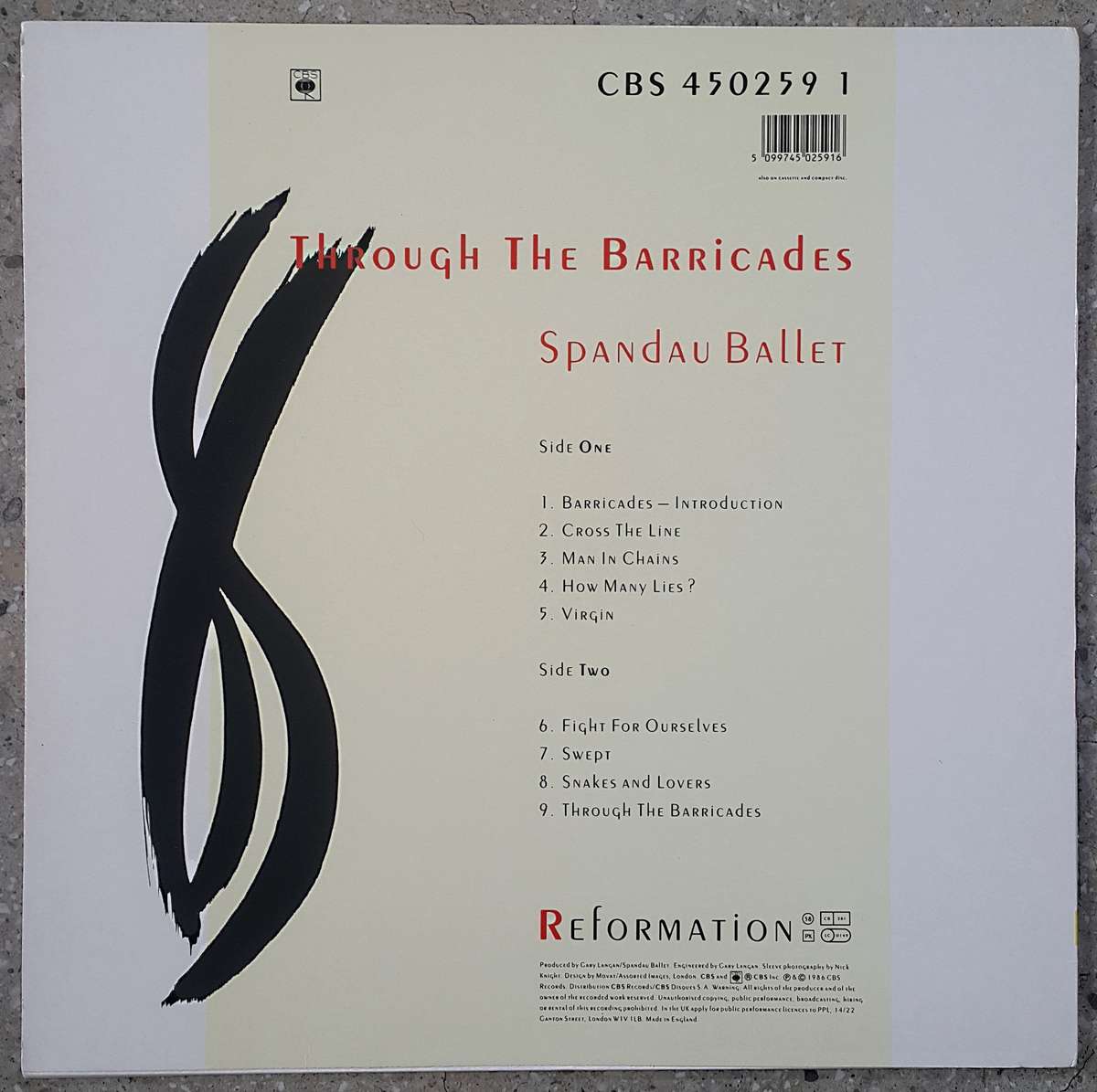 SPANDAU BALLET - THROUGH THE BARRICADES Vinyl, LP, Album, Stereo Country: UK Released: 1986