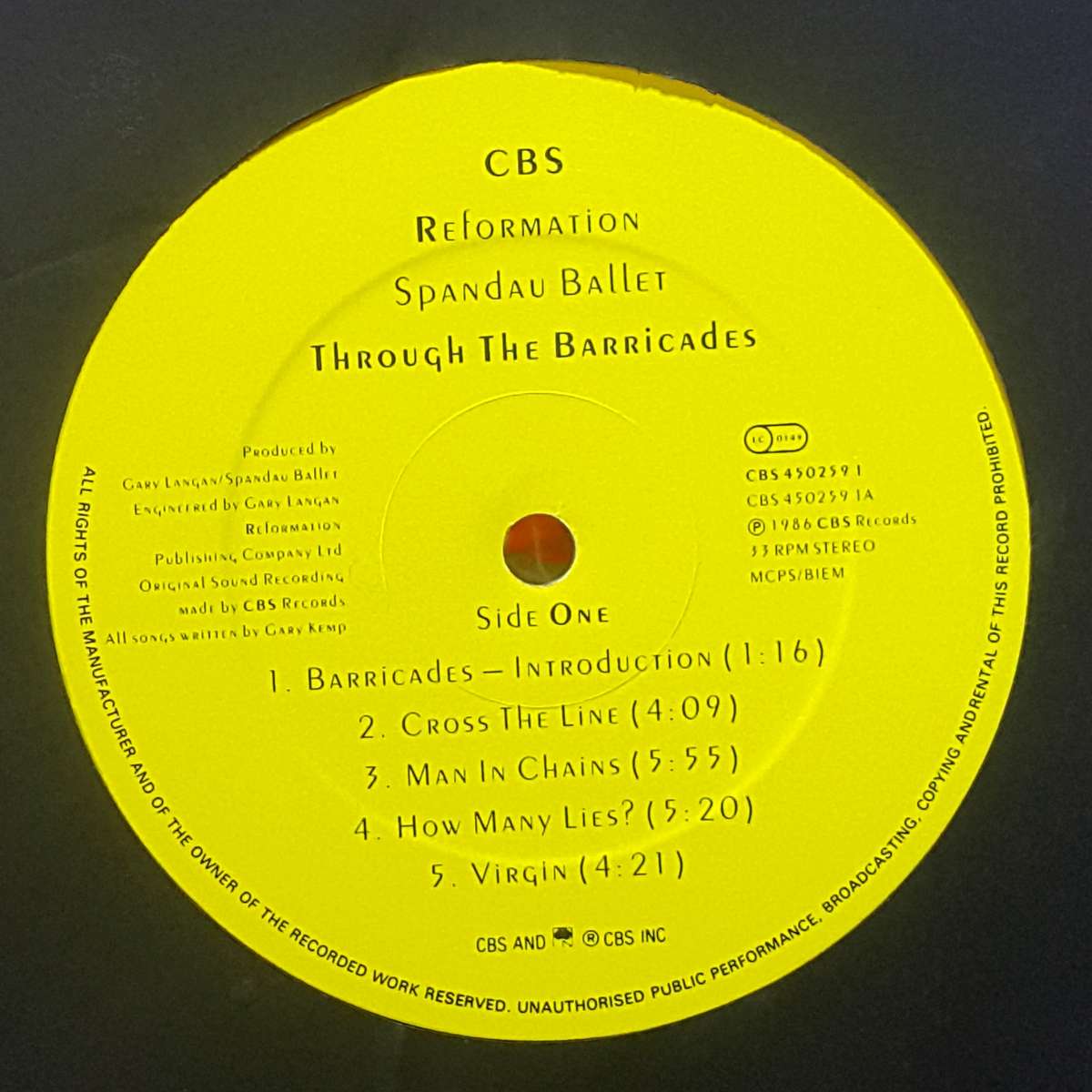 SPANDAU BALLET - THROUGH THE BARRICADES Vinyl, LP, Album, Stereo Country: UK Released: 1986