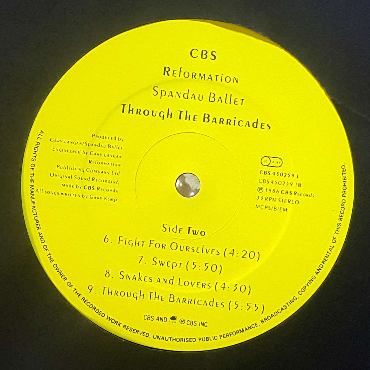 SPANDAU BALLET - THROUGH THE BARRICADES Vinyl, LP, Album, Stereo Country: UK Released: 1986