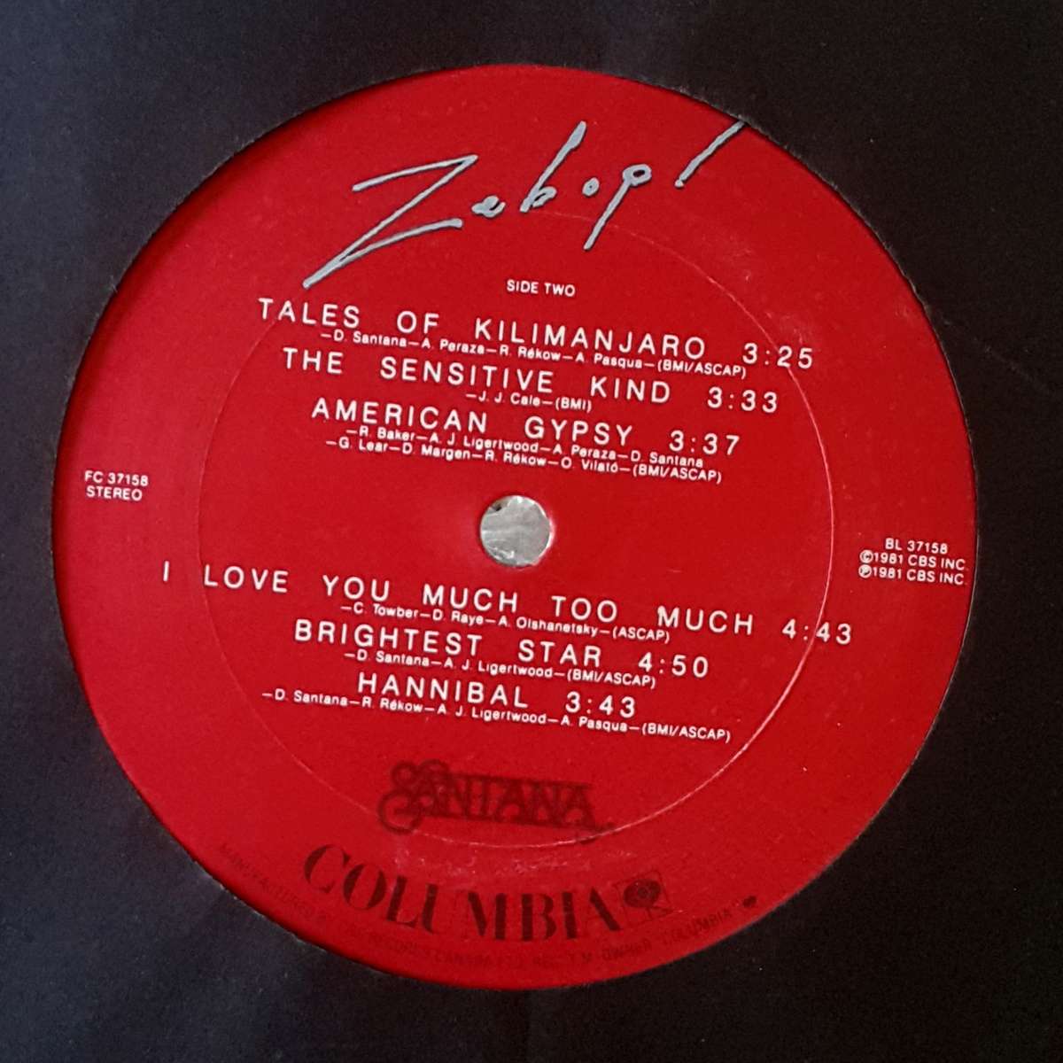 SANTANA - ZEBOP! Vinyl, LP, Album, Stereo Country: Europe Released: Apr 1981