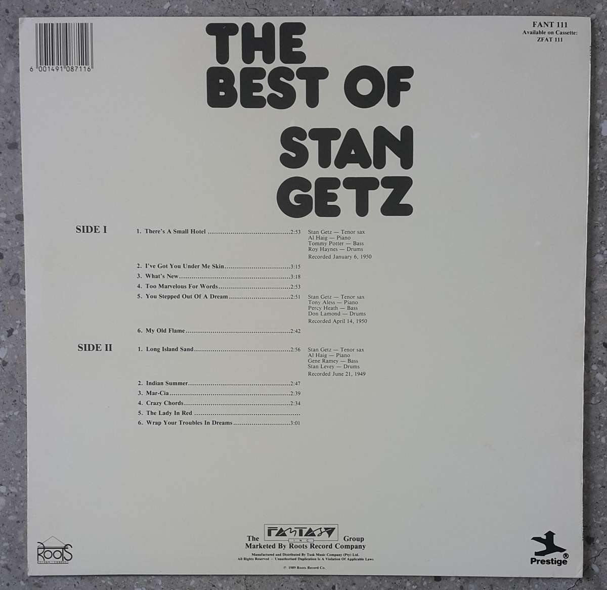 STAN GETZ - THE BEST OF STAN GETZ  Vinyl, LP, Compilation, Stereo, Released: 1989