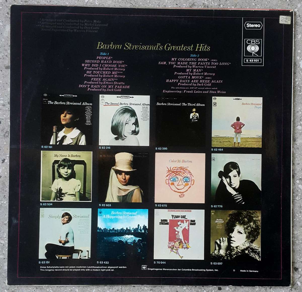 BARBRA STREISAND - BARBRA STREISANDS'S GREATEST HITS Vinyl, LP, Compilation Country: Germany 1970