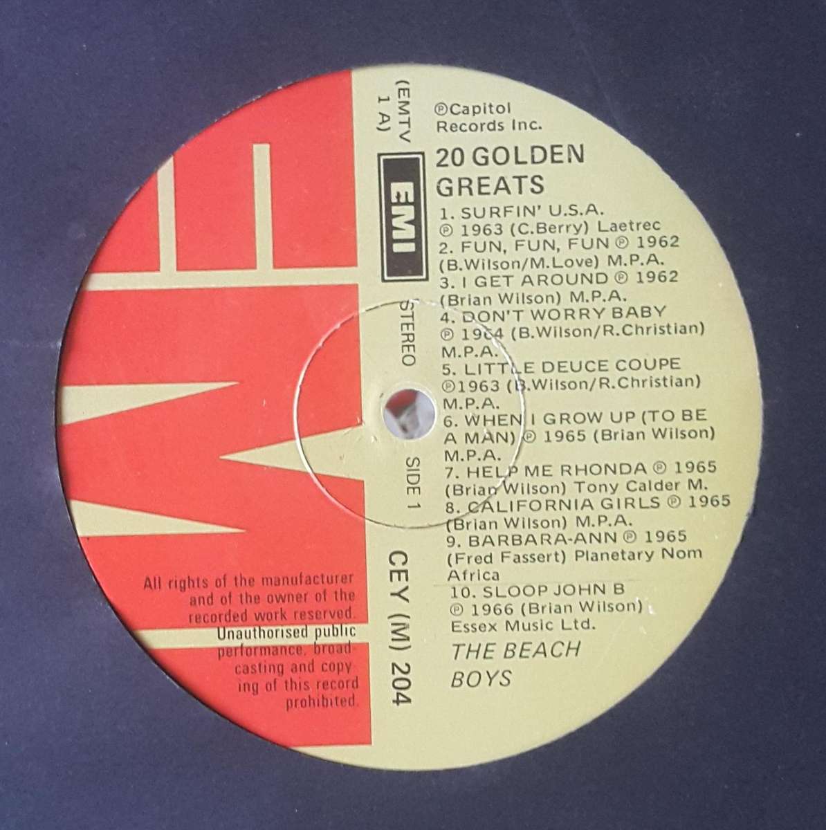 THE BEACH BOYS - 20 GOLDEN GREATS Vinyl, LP, Compilation Country: South Africa Released: 1976