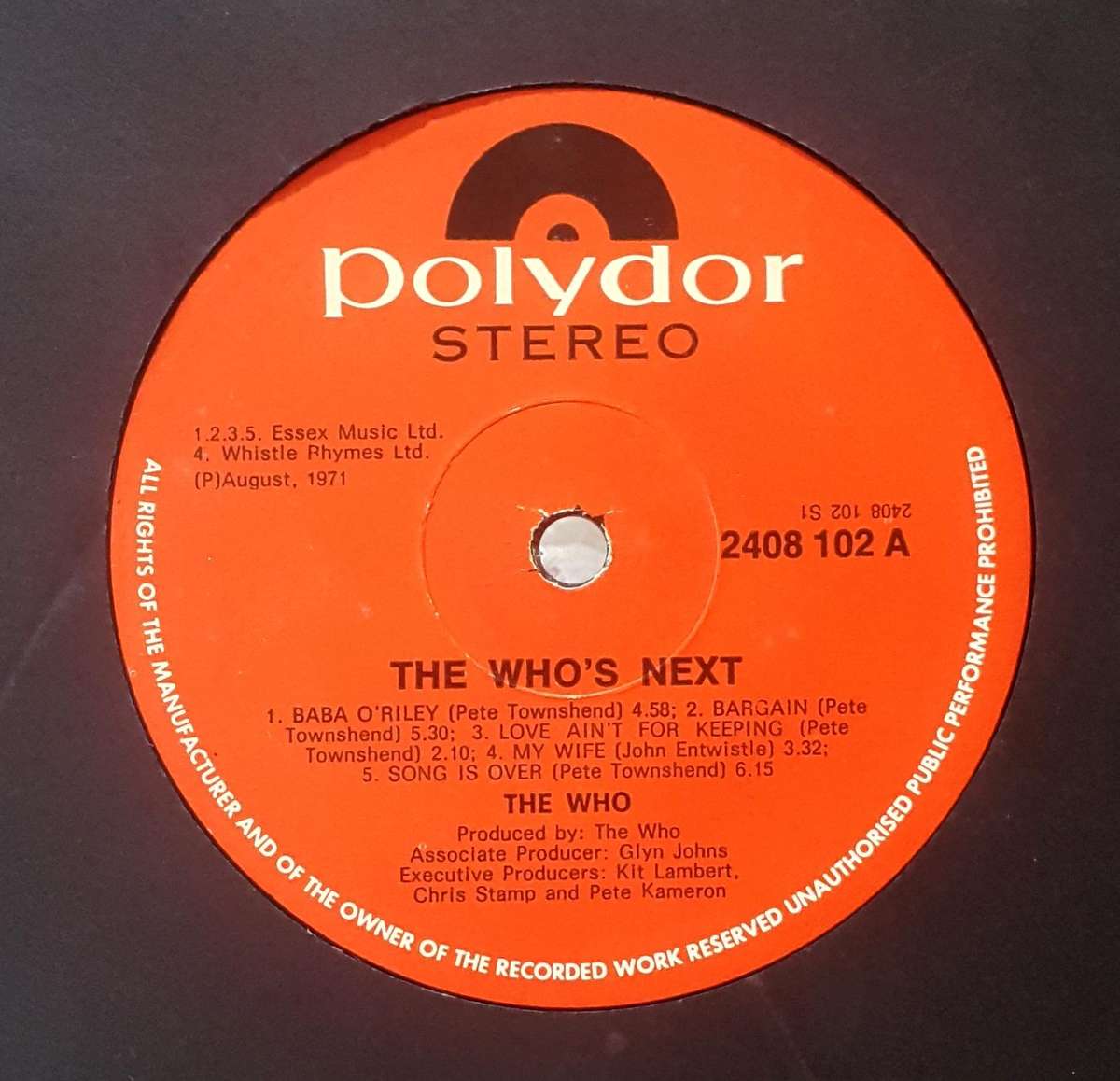 THE WHO - WHO'S NEXT Vinyl, LP, Album Country: South Africa Released: 1971