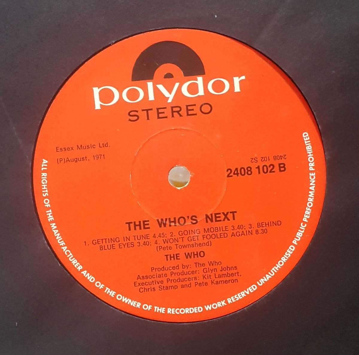 THE WHO - WHO'S NEXT Vinyl, LP, Album Country: South Africa Released: 1971