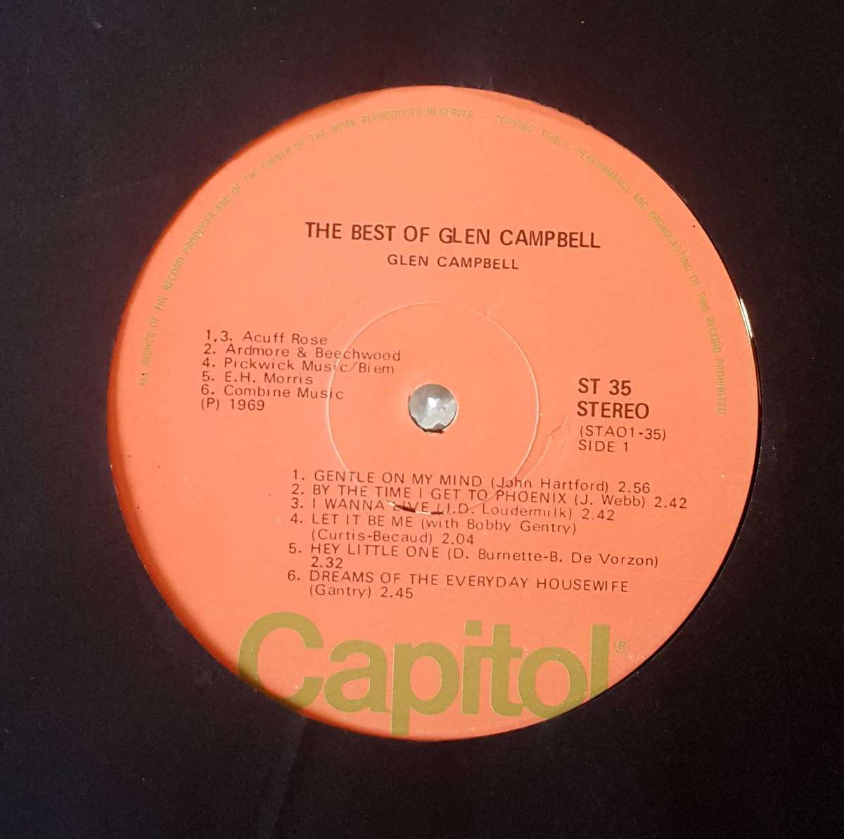 GLEN CAMPBELL -THE BEST OF GLEN CAMPBELL Vinyl, LP, Compilation, Stereo Country: SA 1969