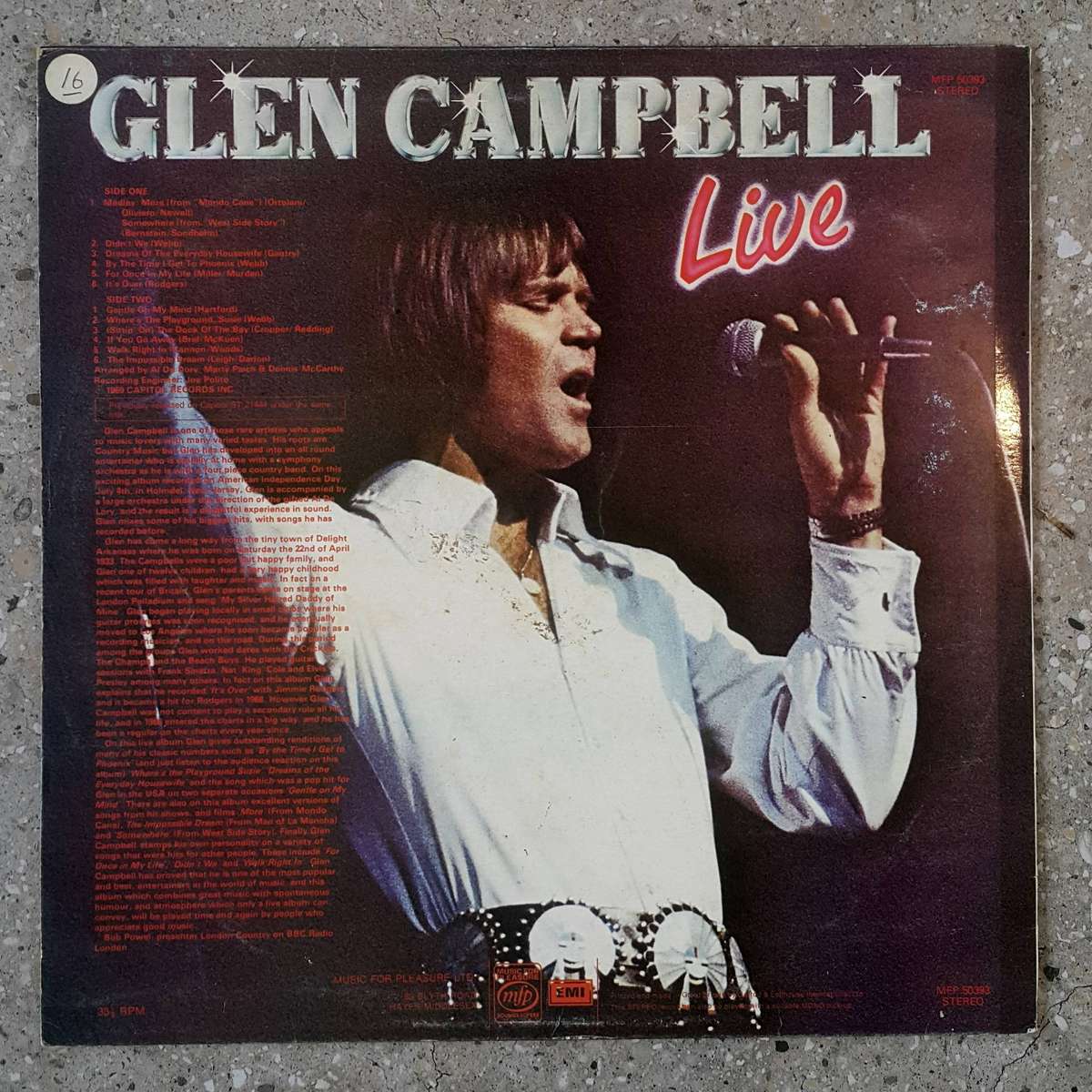 GLEN CAMPBELL - LIVE Vinyl, LP, Album, Reissue, Stereo Country: UK Released:  1969
