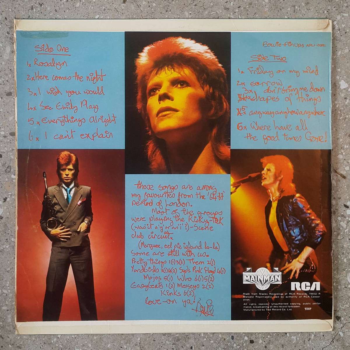 DAVID BOWIE - PINUPS Vinyl, LP, Album Country: South Africa Released: 1973