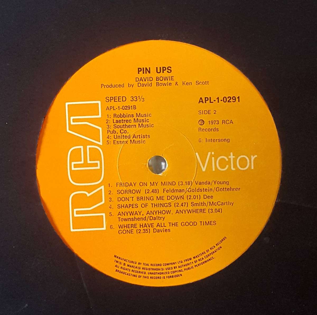 DAVID BOWIE - PINUPS Vinyl, LP, Album Country: South Africa Released: 1973