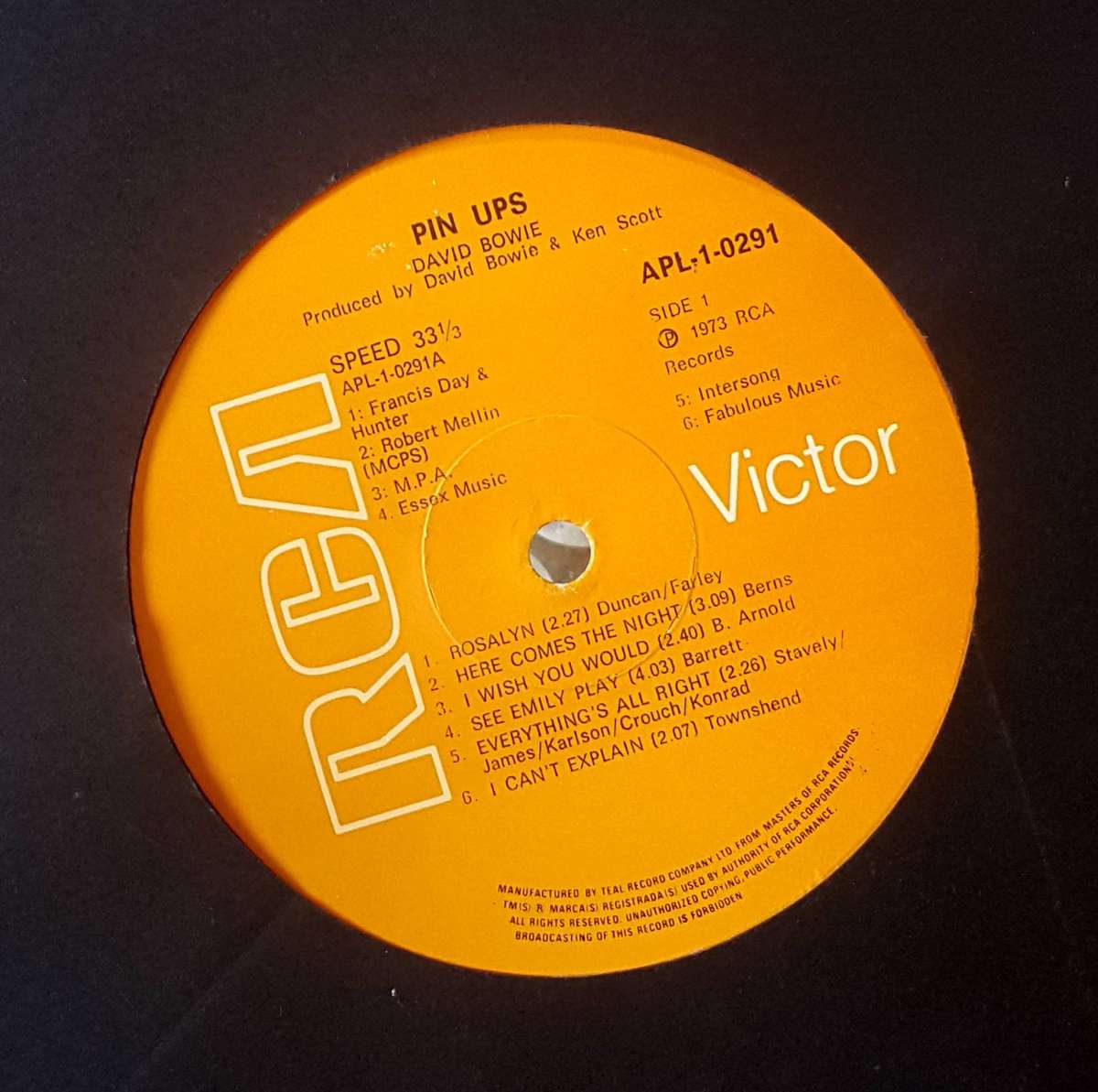 DAVID BOWIE - PINUPS Vinyl, LP, Album Country: South Africa Released: 1973