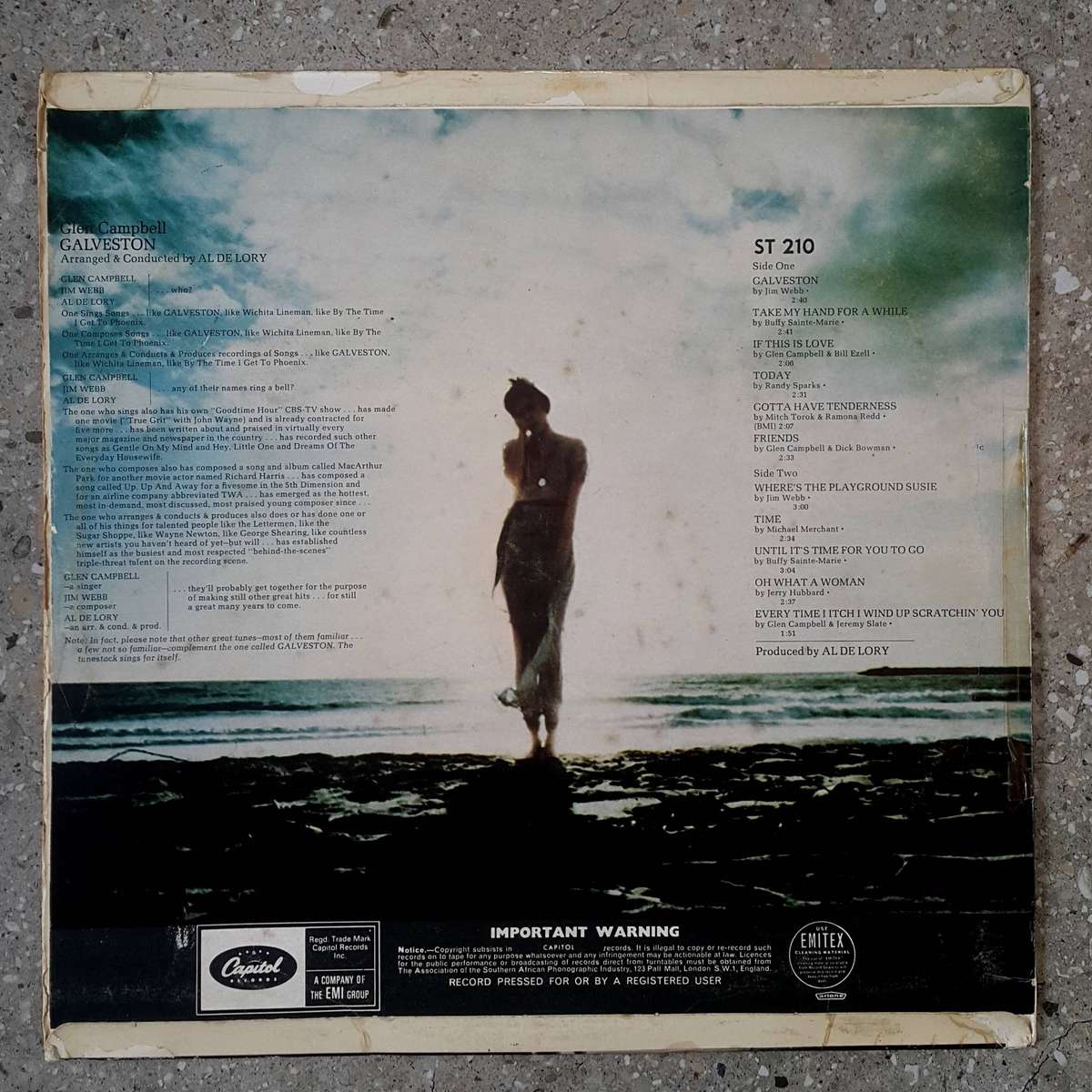 GLEN CAMPBELL - GALVESTON Vinyl, LP, Album, Stereo Country: South Africa Released:  1969
