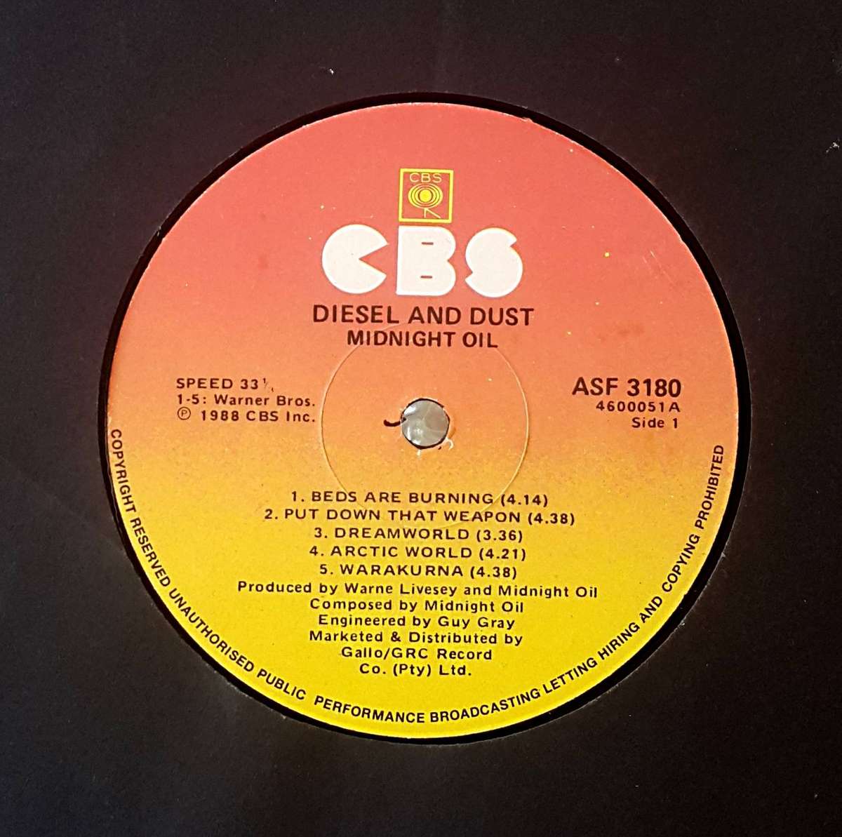 MIDNIGHT OIL - DIESEL AND DUST Vinyl, LP, Album Country: South Africa Released: 1988