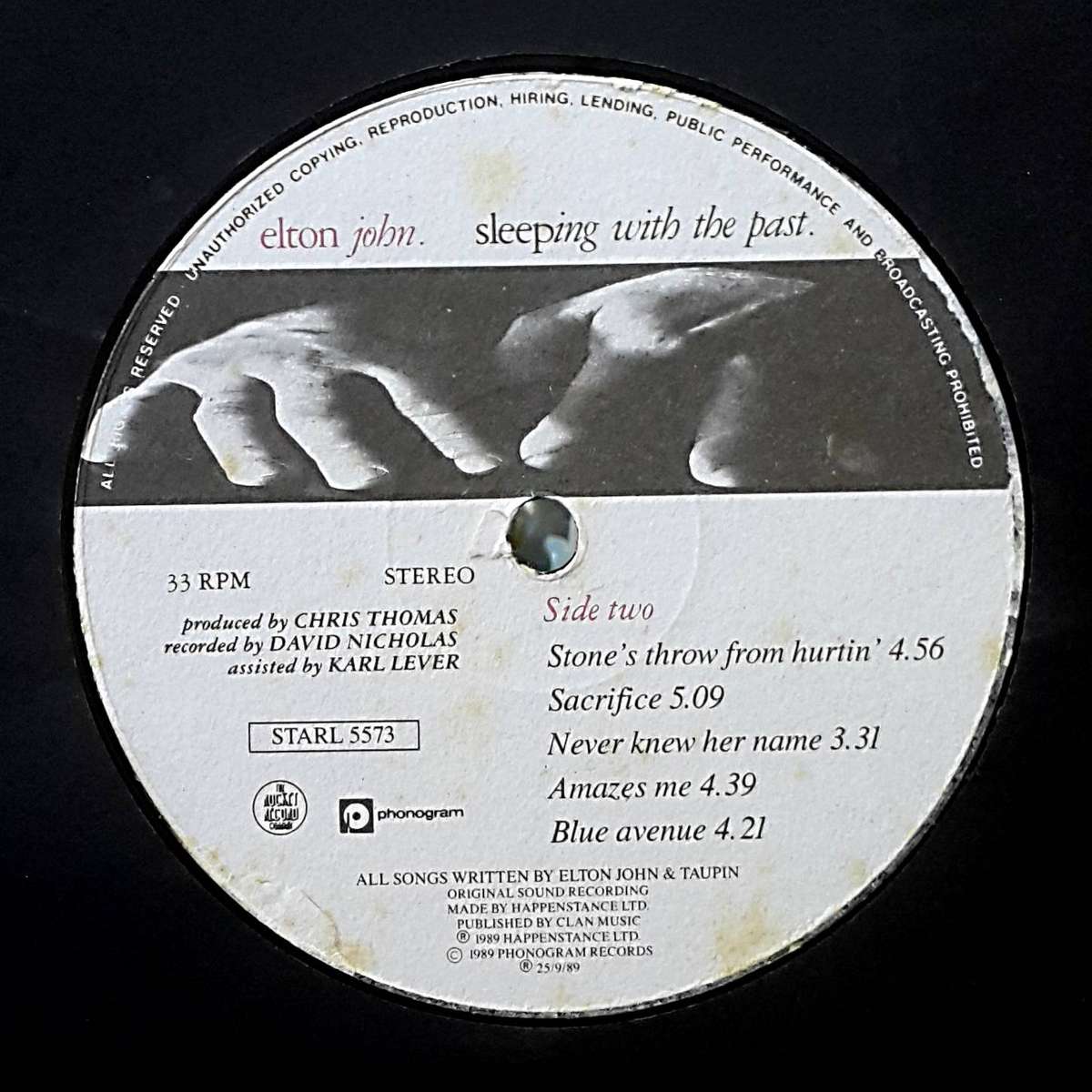 ELTON JOHN - SLEEPING WITH THE PAST Vinyl, LP, Album Country: South Africa Released: 1989