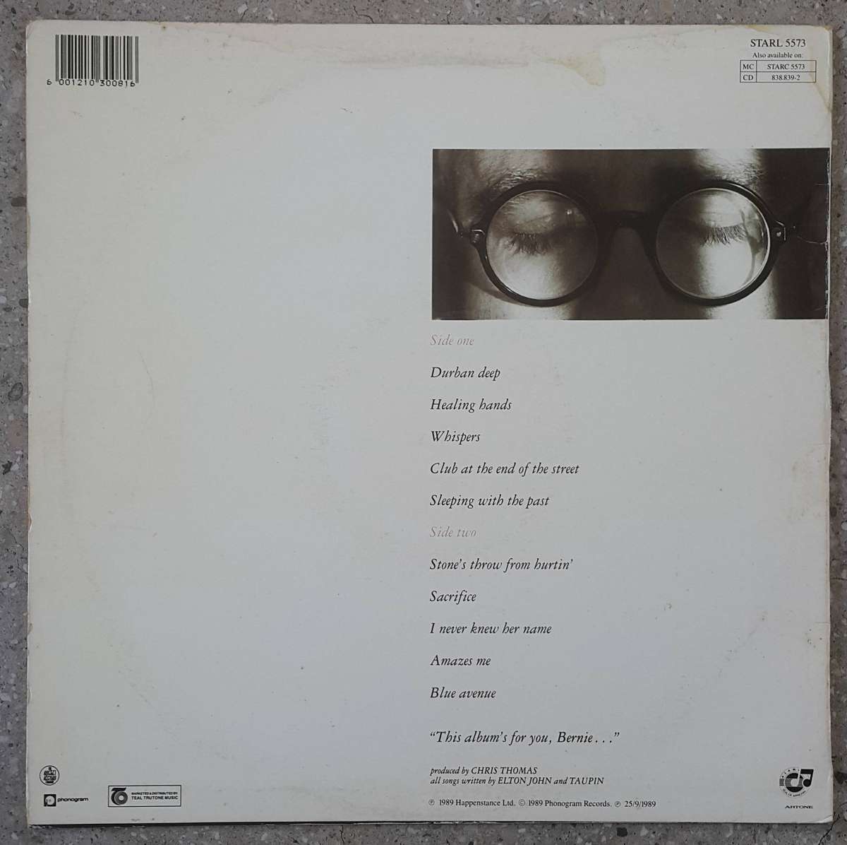 ELTON JOHN - SLEEPING WITH THE PAST Vinyl, LP, Album Country: South Africa Released: 1989