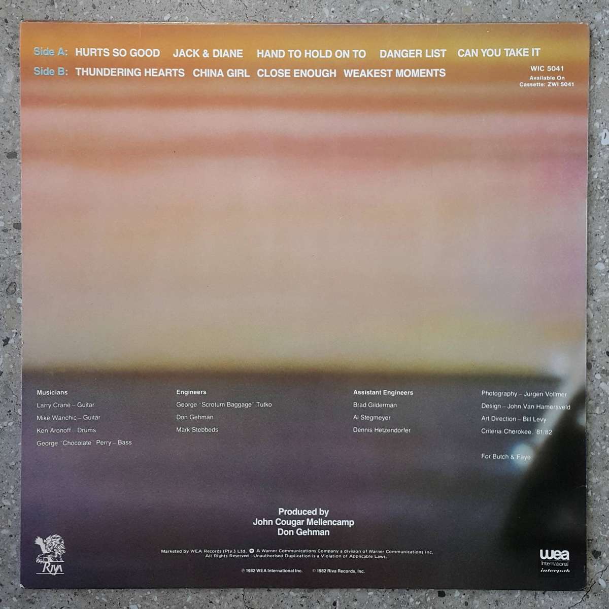 JOHN COUGAR - AMERICAN FOOL Vinyl, LP, Album Country: South Africa Released: 1982